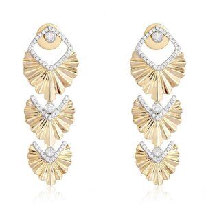 Radiant Cascade 14K (or 18k upon request) Yellow Gold Diamond Statement Earrings
